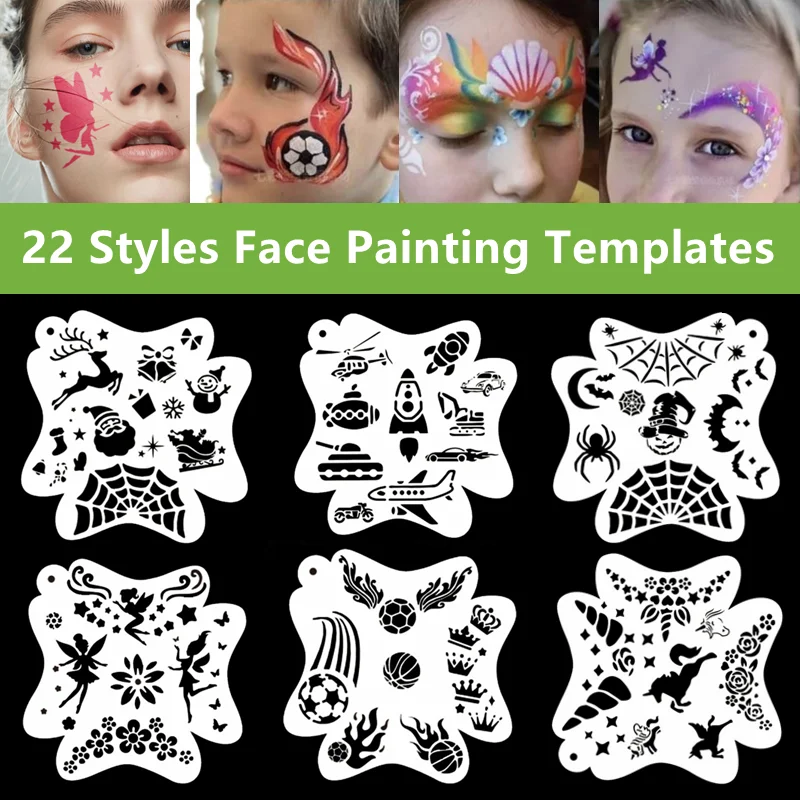 Face Painting Templates, Body Art Tattoo Stencils, Holiday Parties Makeup Tool, Halloween Makeup Templates, Washable Reusable
