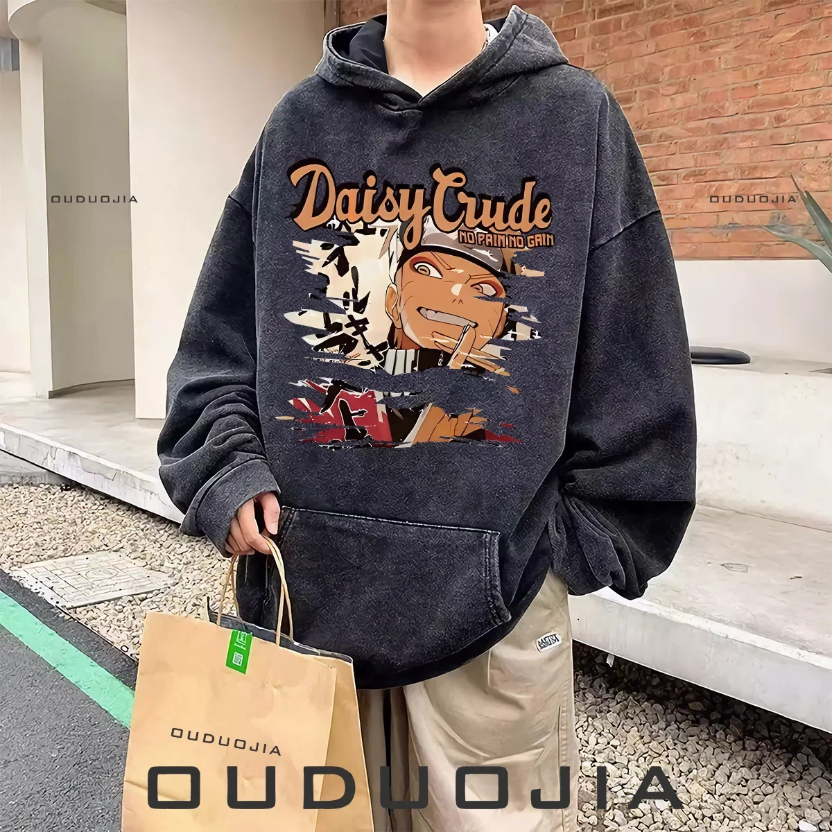 

Spring and autumn sweatshirt Tiandao Payne Miyan animation pattern pure cotton wash to do old hoodie men loose version