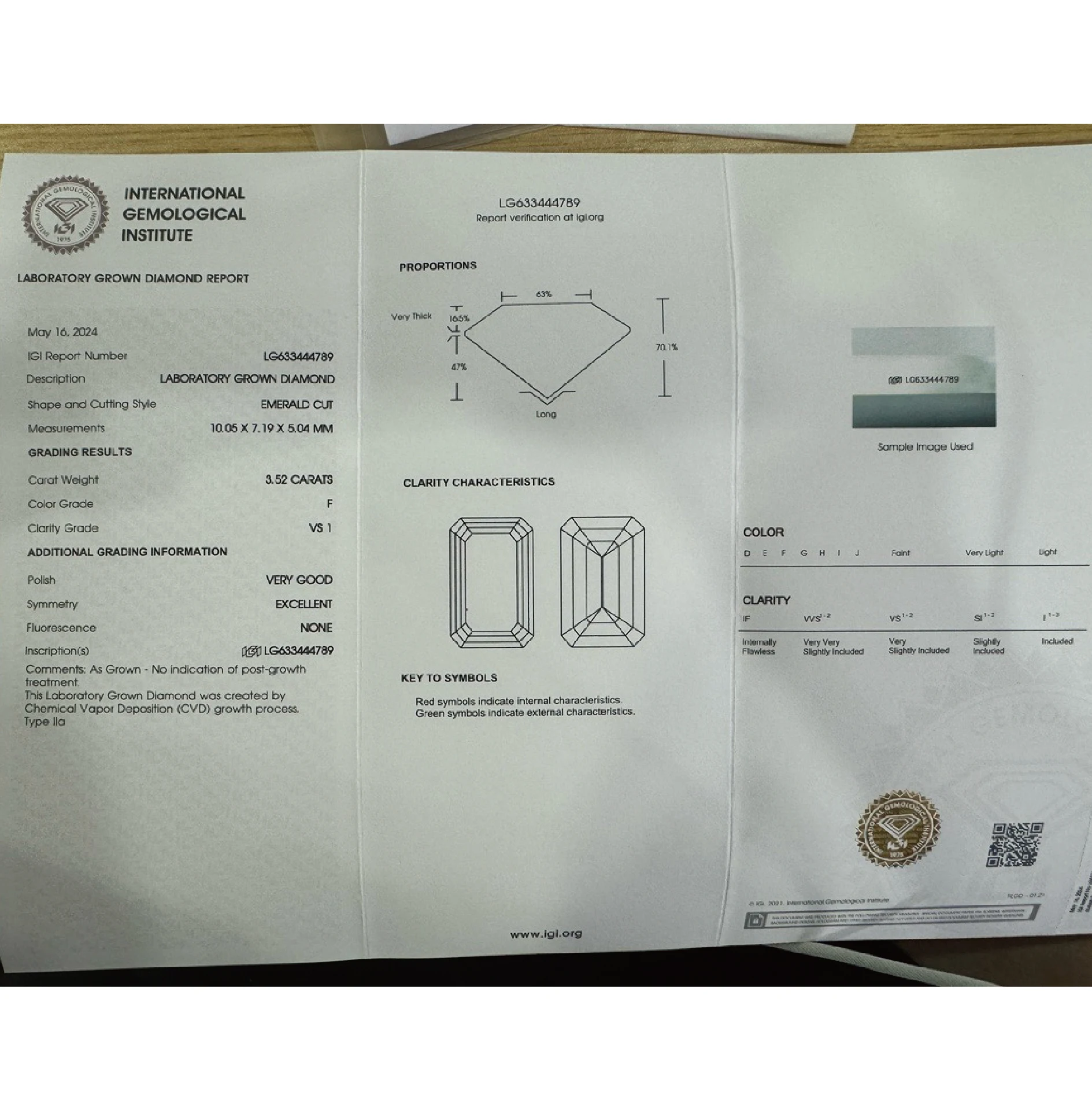 Laboratorium Gecultiveerde Diamant 3.52 Karaat Smaragd Gesneden F Kleur Vs1 Duidelijkheid Igi Certificaat 18K Ingelegde Ring Ketting Oorbellen Bonto