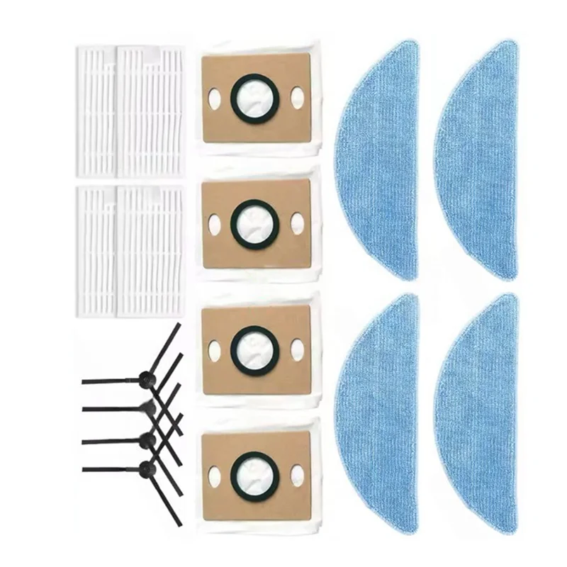 A24p 16 peças para ilife g9/g9 pro/v9/v9 pro/a12 pro peças de reposição vácuo escova lateral saco pó filtro pano esfregão