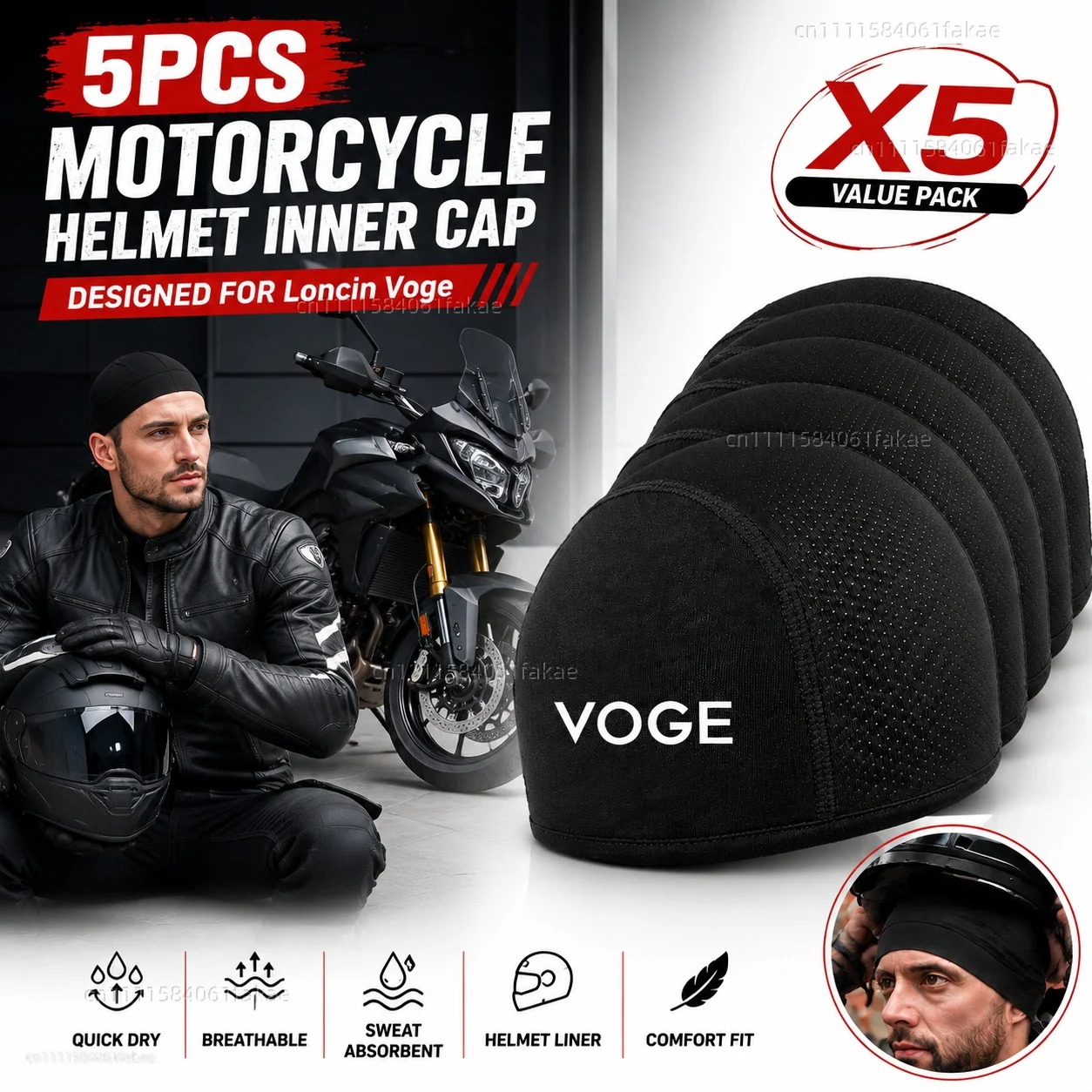 

5pcs Motorcycle Helmet Inner Cap Hat Quick Dry Breathable Hat Racing Cap Thin For Loncin Voge DS525X DS900X DSX 525 DSX 900 Voge