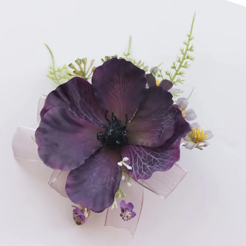 Bruiloft Pols Corsage en Boutonniere2412Bruiloft benodigdheden bruiloft bloemen kunstbloem zakelijke viering paars