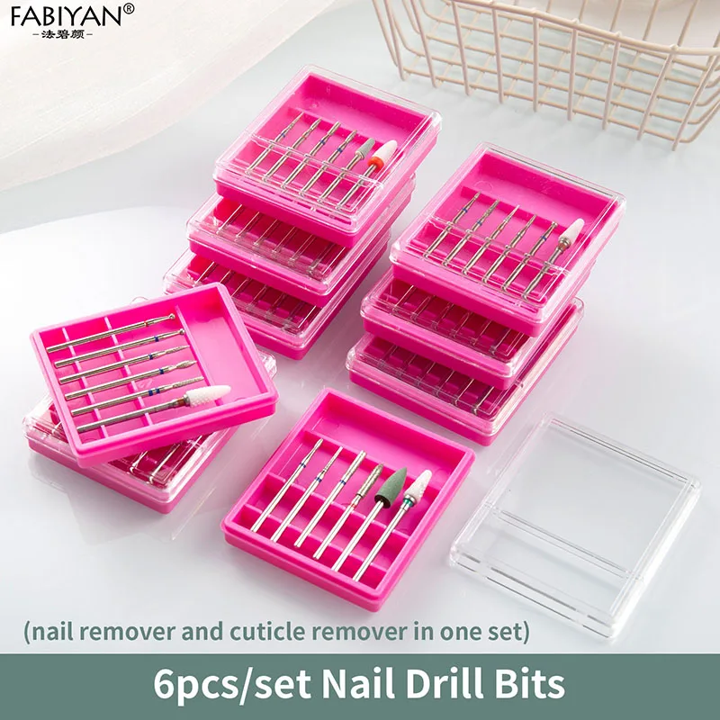 6 unids/set fresa para manicura piedra de cuarzo cerámica diamante arena brocas para uñas accesorios y herramientas para máquina pulidora