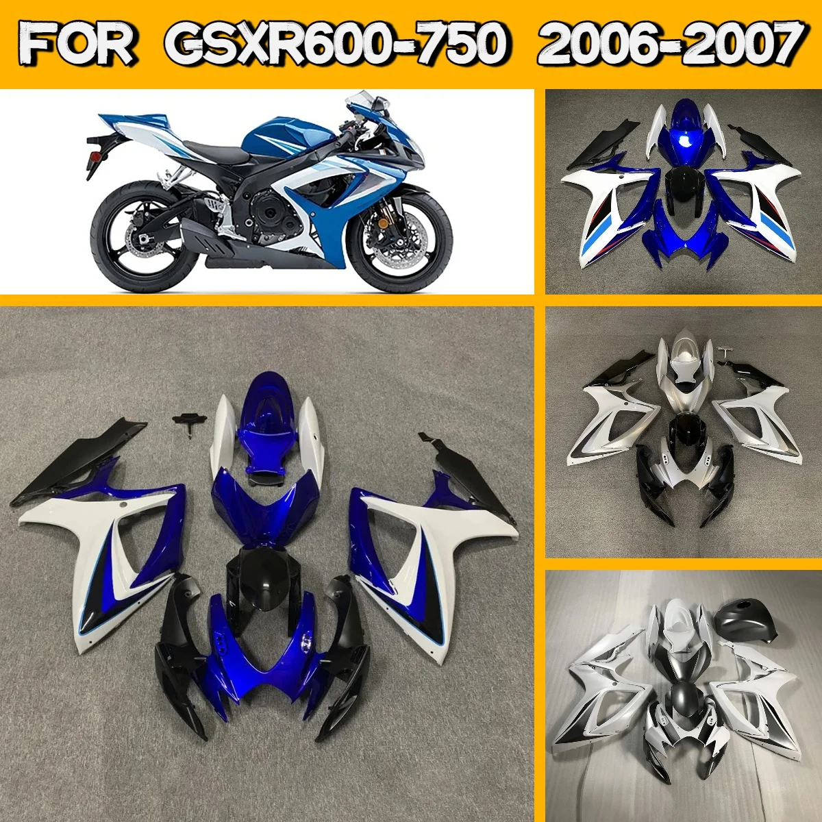 2006 2007 GSXR600 GSXR750 Plastic Fairings Cover Perfect Fit for 06 07 Suzuki GSXR 600 750 Motorcycle Bodywork Fairing Kit