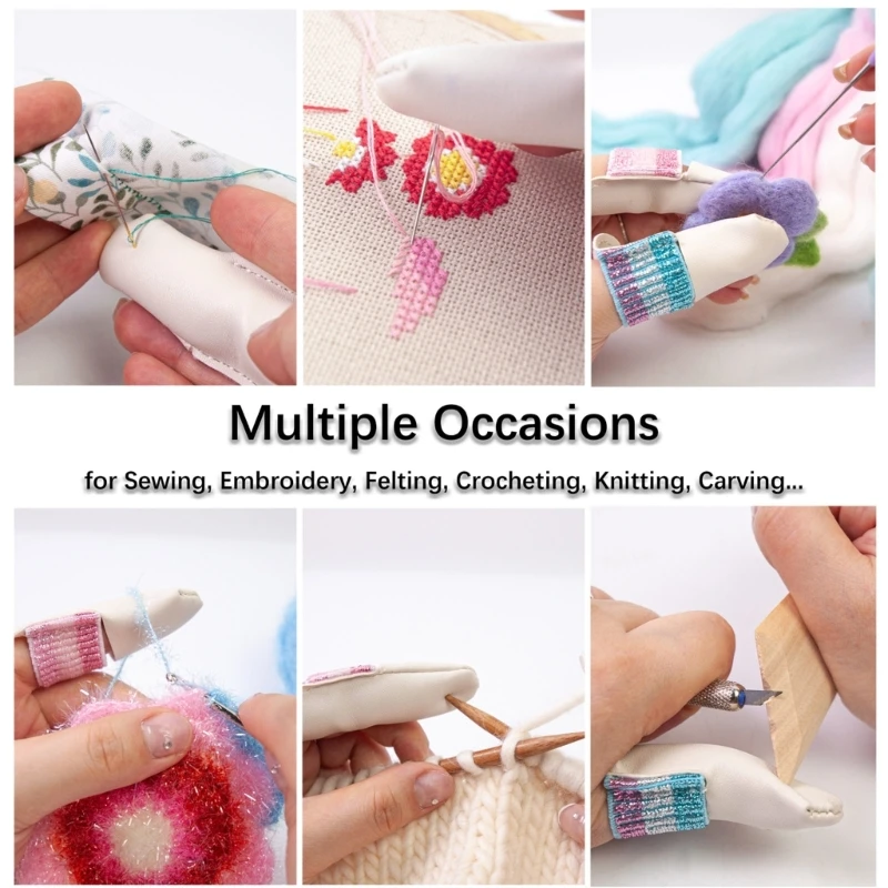 2pcs/Pair Knitting Finger Protector Leather Thimbles Embroidery Crochet Finger Guard Thimble Protector for Craft Needlework