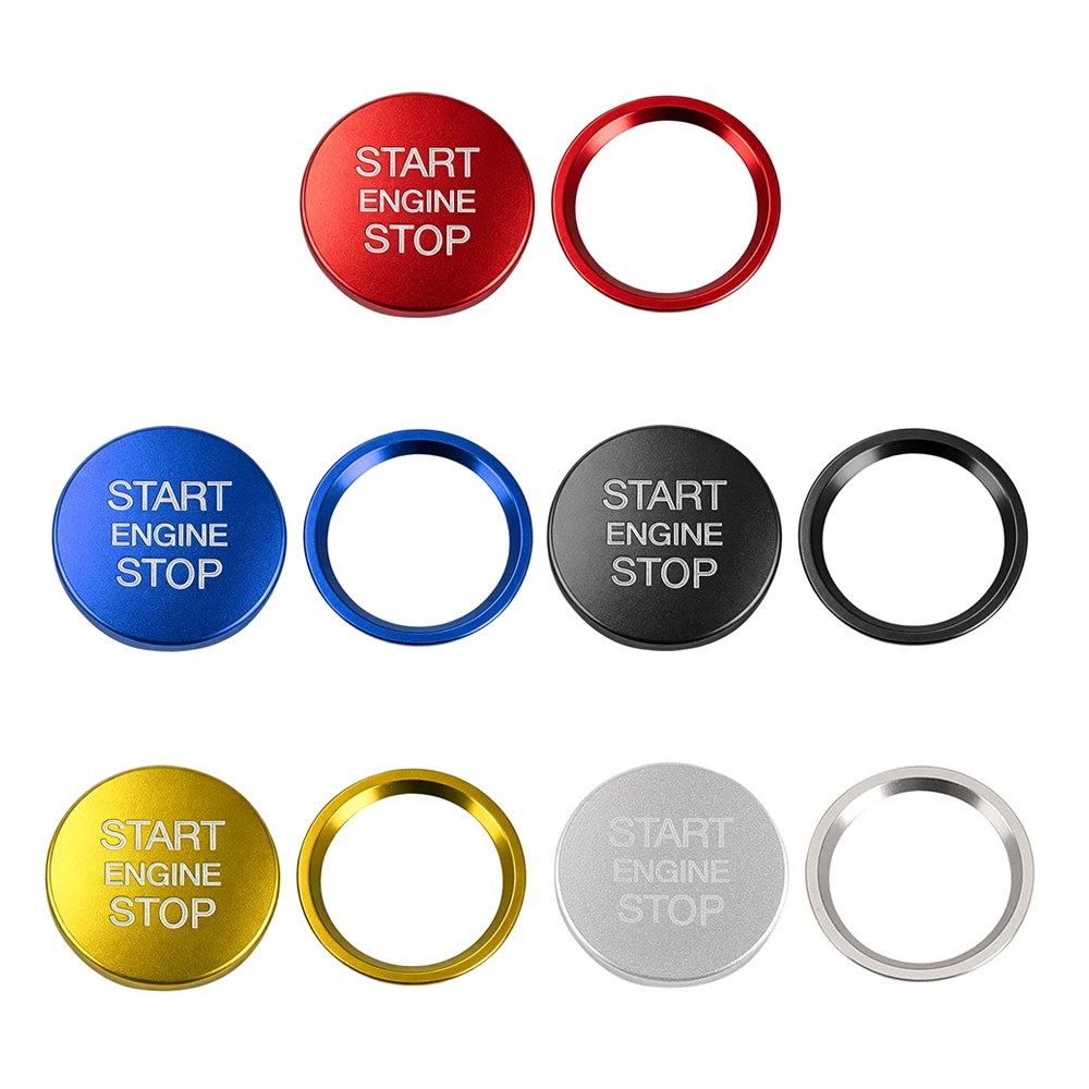 1Pc Car Engine Start Stop Button Key Ring Cover Ignition Stickers for Audi Q5 Q7 A8L A5 A6L A4L Red Blue Gold Silver Black Cover