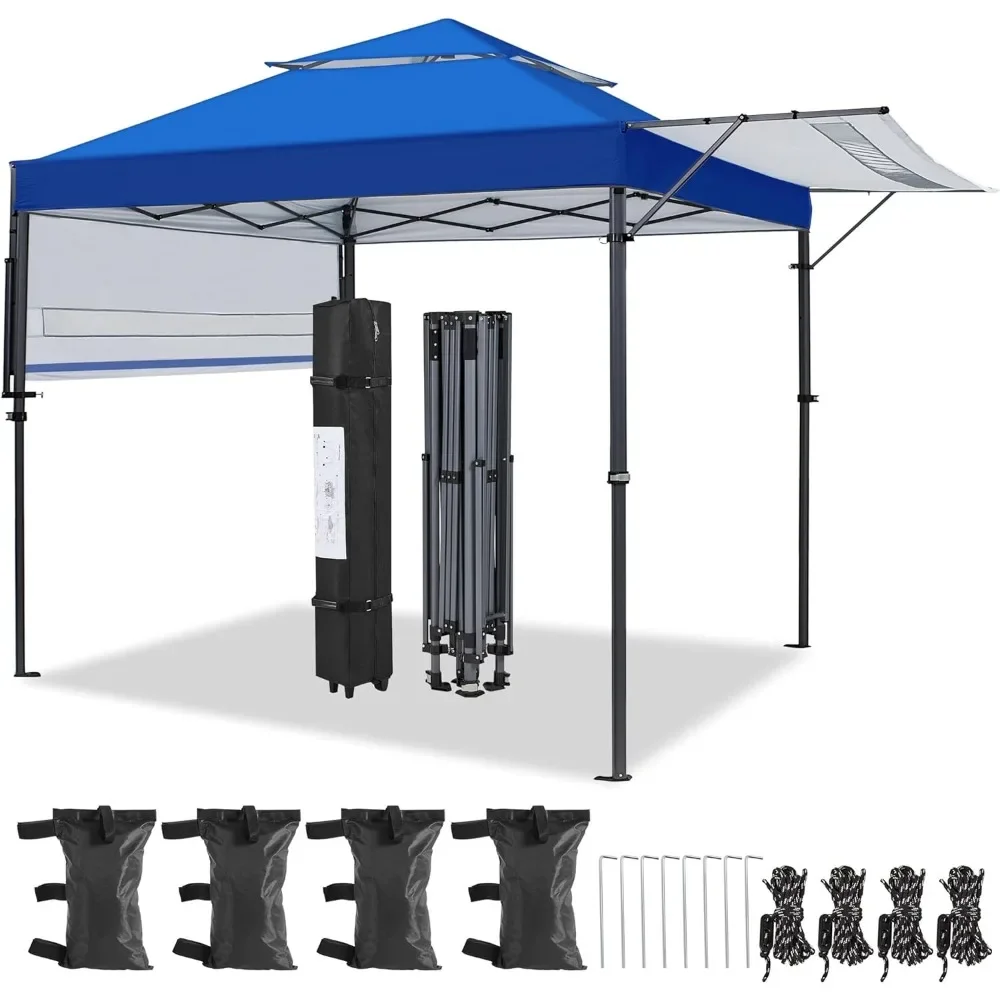 10x17ft Pop Up Canopy with Awnings, Outdoor Canopy Tent, Heavy Duty Instant Beach Sun Shelter with Adjustable