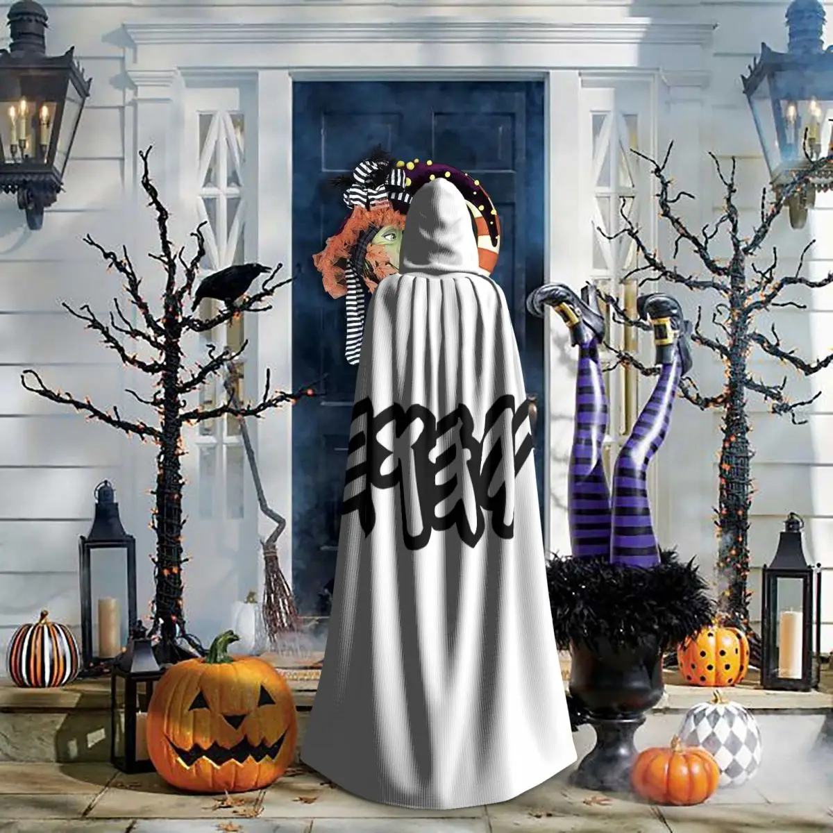 Capa Larga con Capucha con el Antiguo Nombre Hebreo de Dios Yahúa, Disfraz Medieval de Bruja, Capa de Cosplay para Halloween, Unisex para Adultos