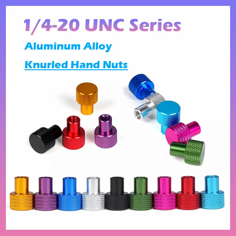 1Pcs 1/4-20 UNC  Aluminum Alloy Anodised Blind Hole Knurled Thumb Nuts Hand Grip Knobs For Camera Mount Tripod