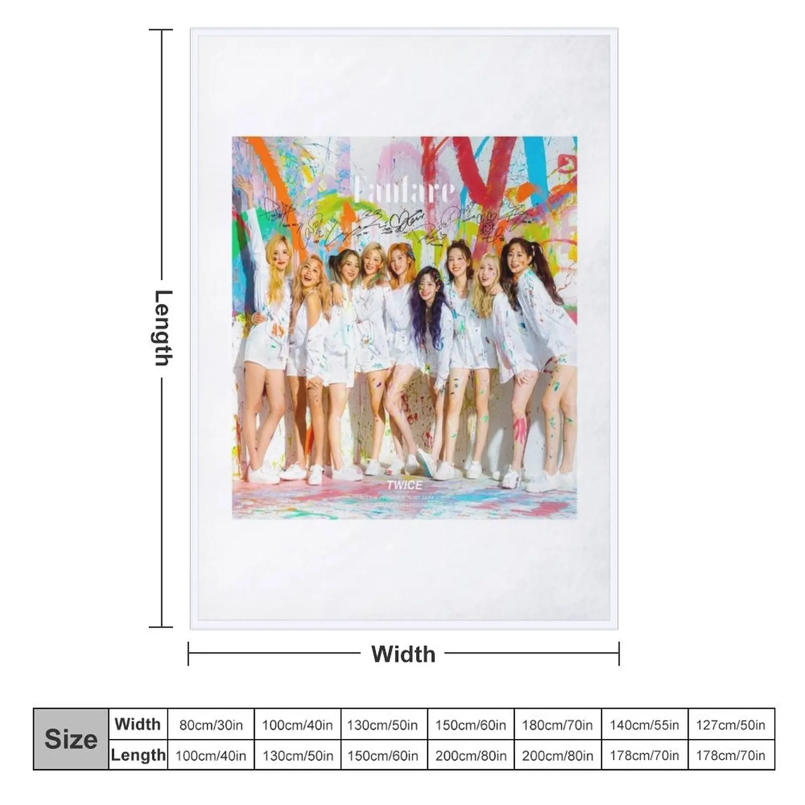 TWICE ???? - Fanfare (Japanese Single ) (With PRINTED Autographs) Design #1 Throw Blanket Furry Plaid on the sofa Blankets