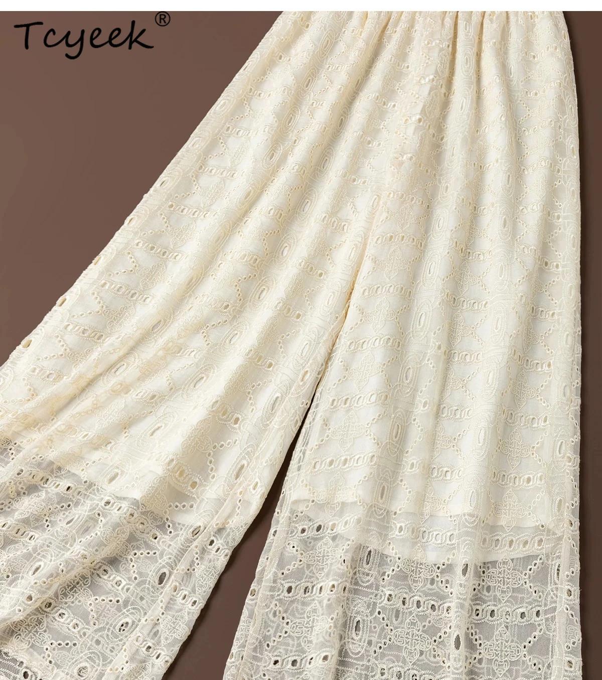 

Tcyeek 100% Real Silk Pants for Woman Clothing Casual Pants Women Double-layer Summer Trousers Fashion Embroidery Брюки Женские