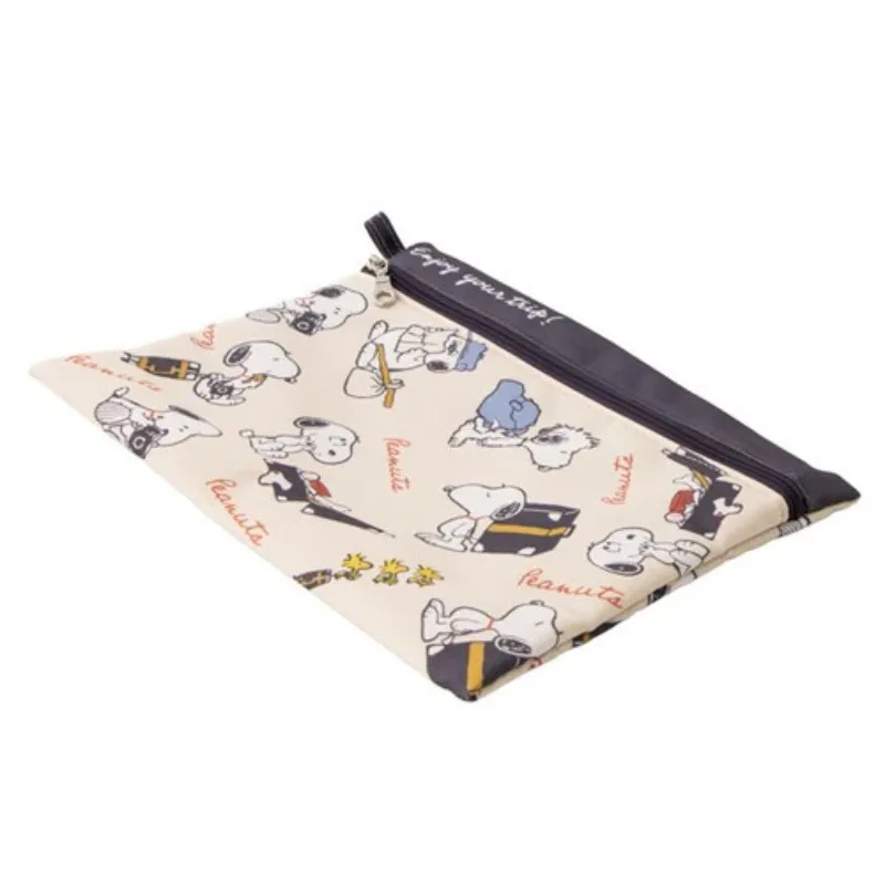 Bolsa de Maquiagem Portátil Leve com Zíper e Estampa Completa do Snoopy, Ideal para Uso Diário e Viagens