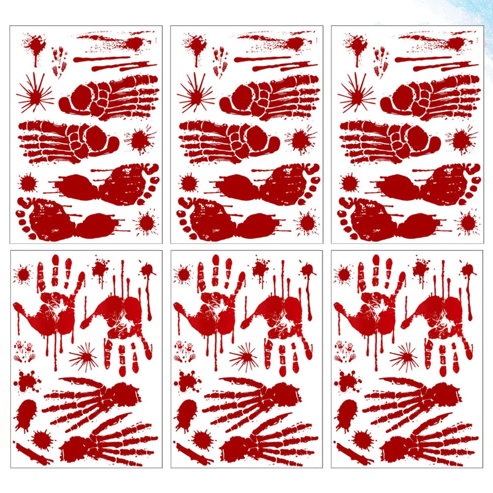 

3Pcs Halloween Blood Print Stickers PVC Waterproof for Party Club Wall Window Decoration Festival Use Stickers Halloween