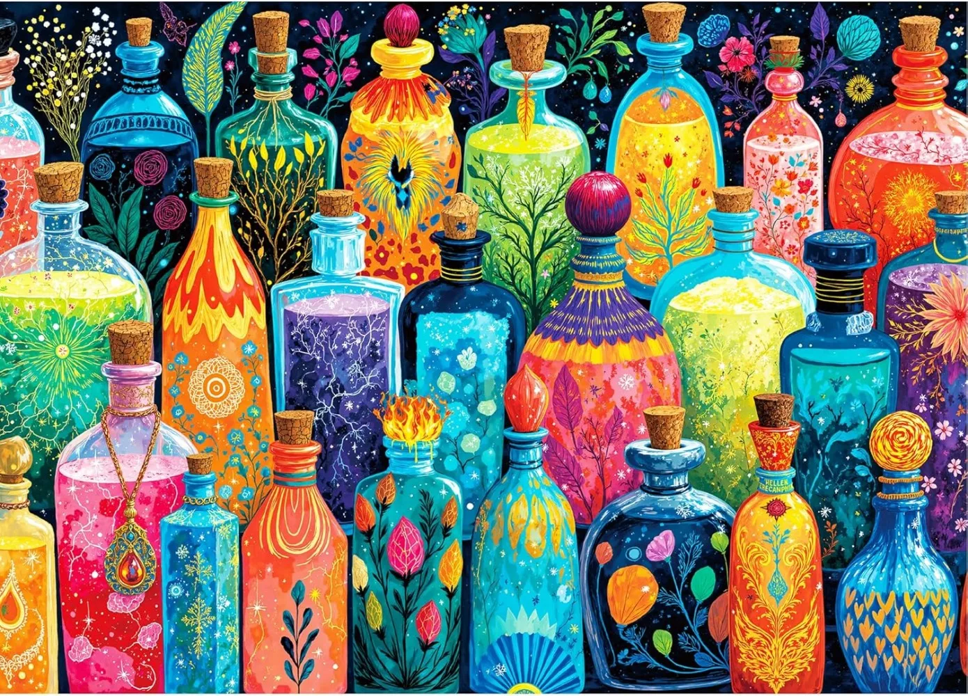 120/300/500/1000 조각 판타지 컬러풀 매직 병 퍼즐 성인용 퍼즐 교육용 장난감 도전적인 게임 나이트 재미