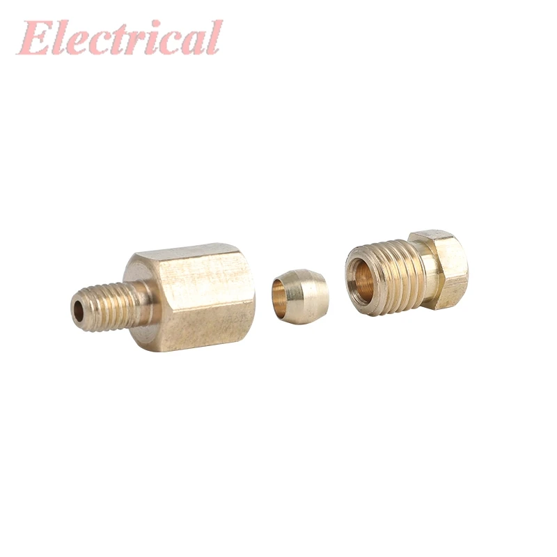 5pcs Compression Ferrule Tube hexagon nipple 4mm 6mm 8mm OD Tube Connector Machine lubrication Brass oil Pipe Fitting adapter