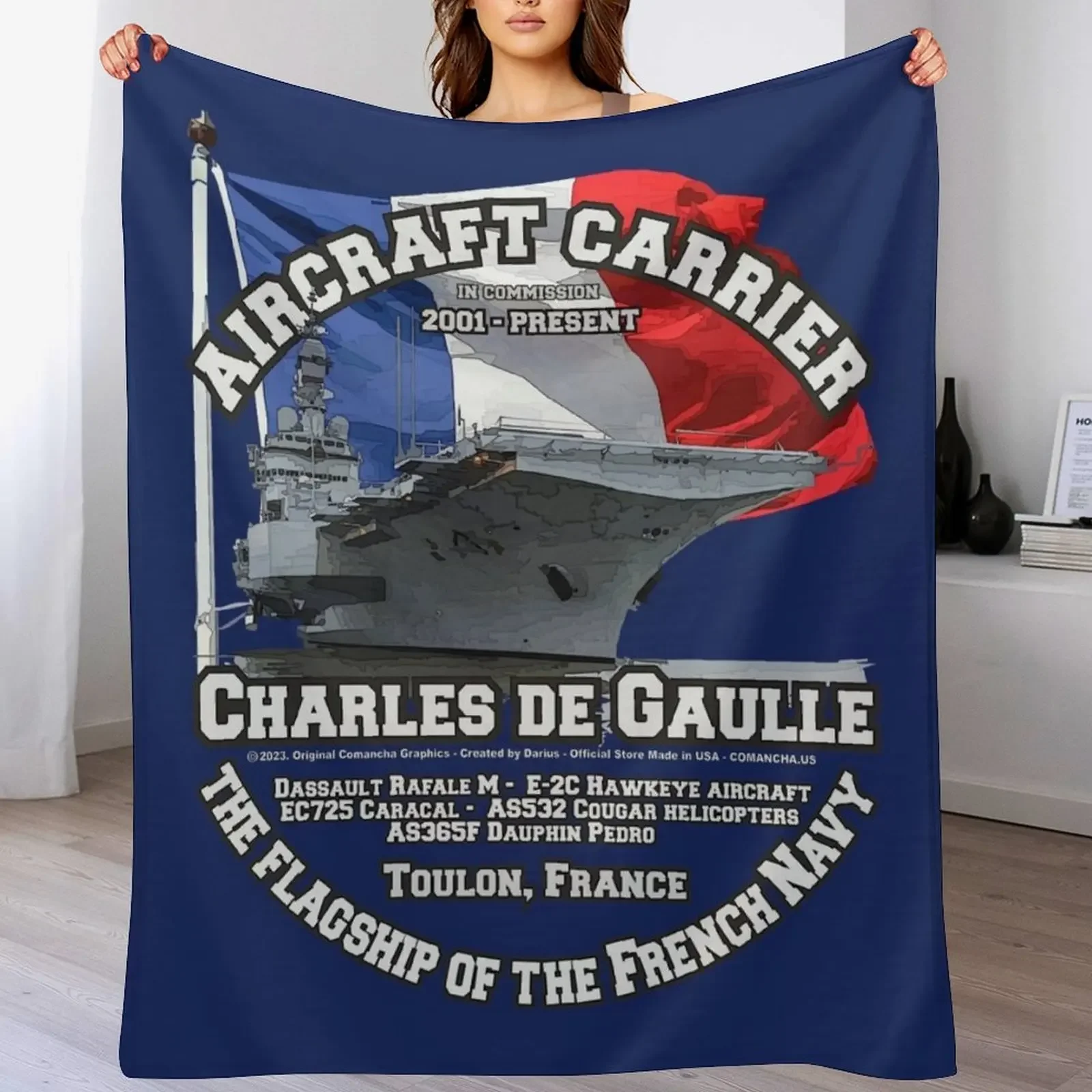 

Charles de Gaulle - France Aircraft carrier veterans Throw Blanket Soft Beds Bed linens blankets and throws Designers Blankets
