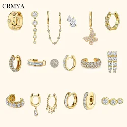 CRMYA Gold color Hoop Earrings For Women Fashion CZ Zircon Piercing Women's Stud Dangle Earrings 2022 Jewelry Wholesale