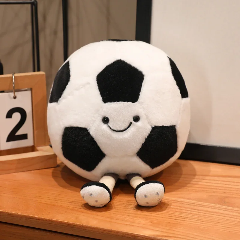 Soft Fluffy Soccer Ball Plush Toy Cute Stuffed Football Doll with Legs Ideal for Holiday Presents Bedroom Decor or Stress Relief