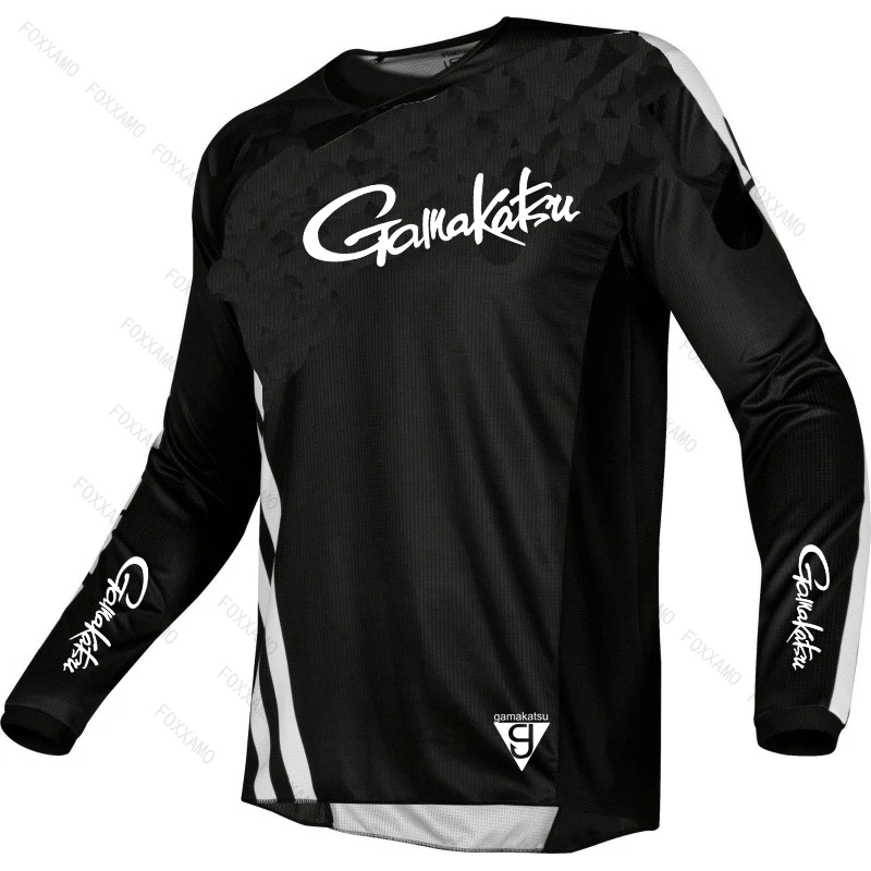 

Рубашки для рыбалки UPF 50+ Футболка для бега Пляжное снаряжение Летние дышащие топы для верховой езды Gamakatsu Quik Dry Открытый серфинг с капюшоном