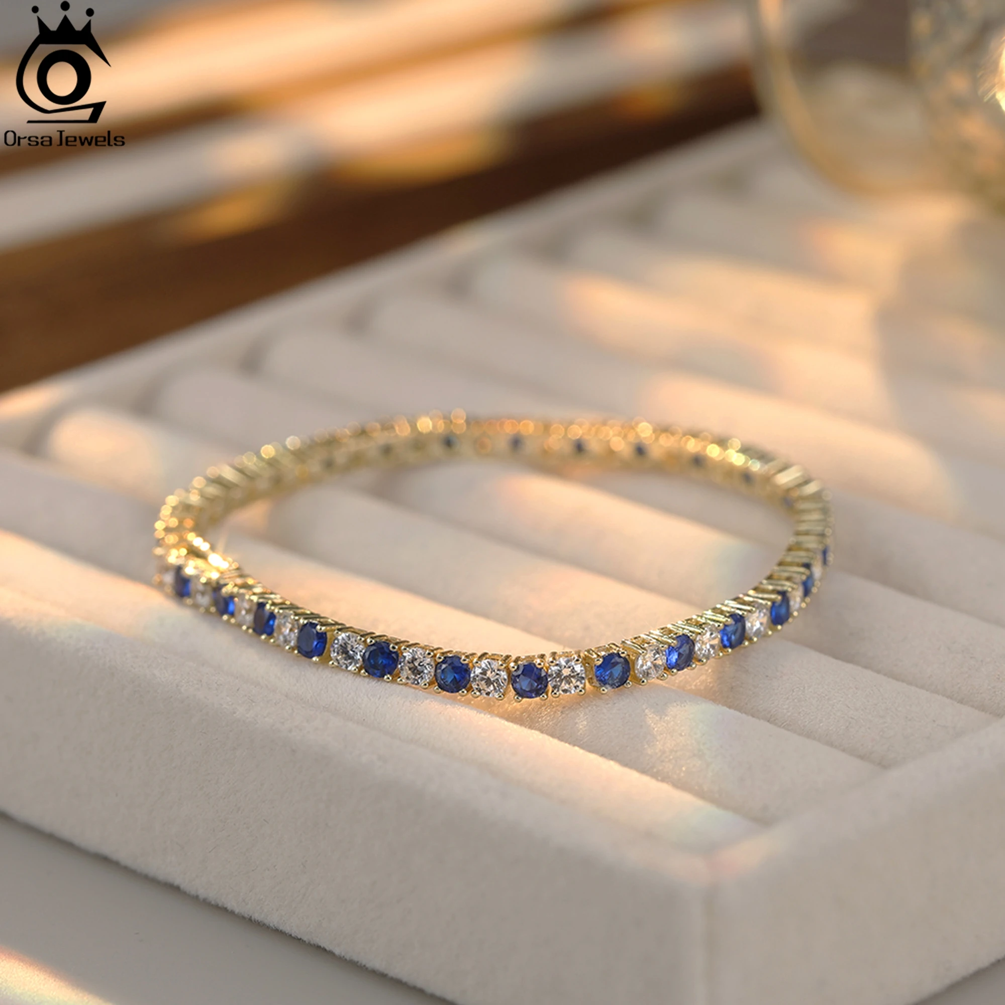 

ORSA JEWELS Opulent 925 Sterling Silver Tennis Bracelet with Stunning Round-Cut Zirconia, Bold and Elegant Jewelry for Her SB137
