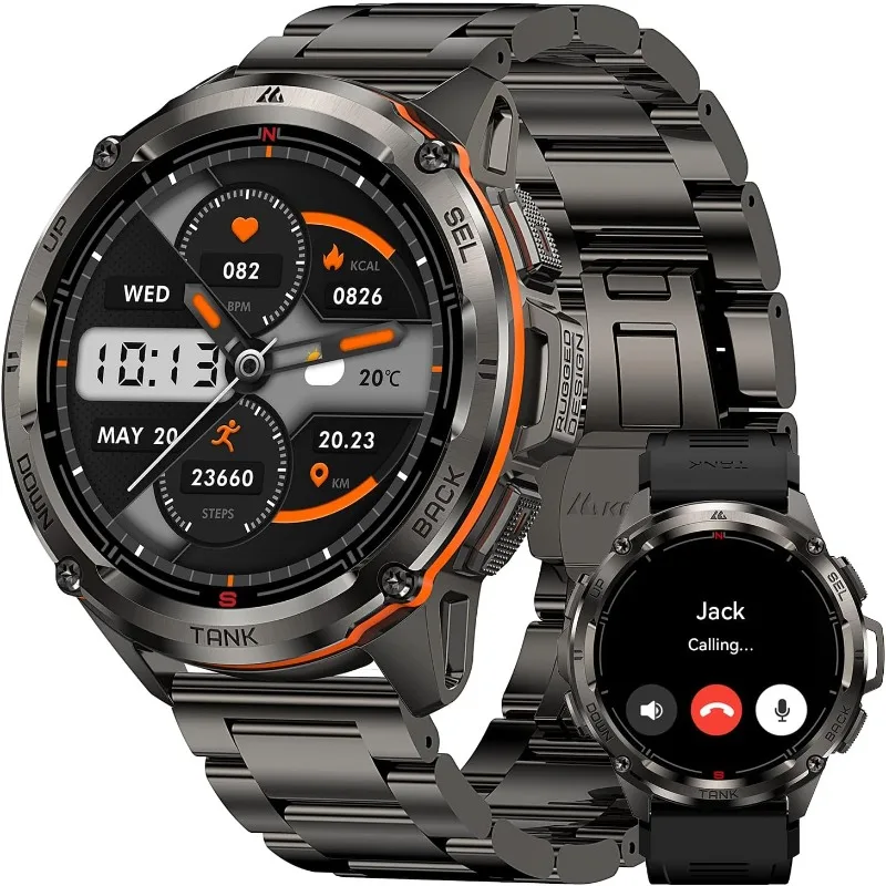 T3 Ultra GPS Smart Watch for Men-Pressure/Altitude/Compass, Extra-Large Battery, Stainless Steel Unibody Rugged Mili