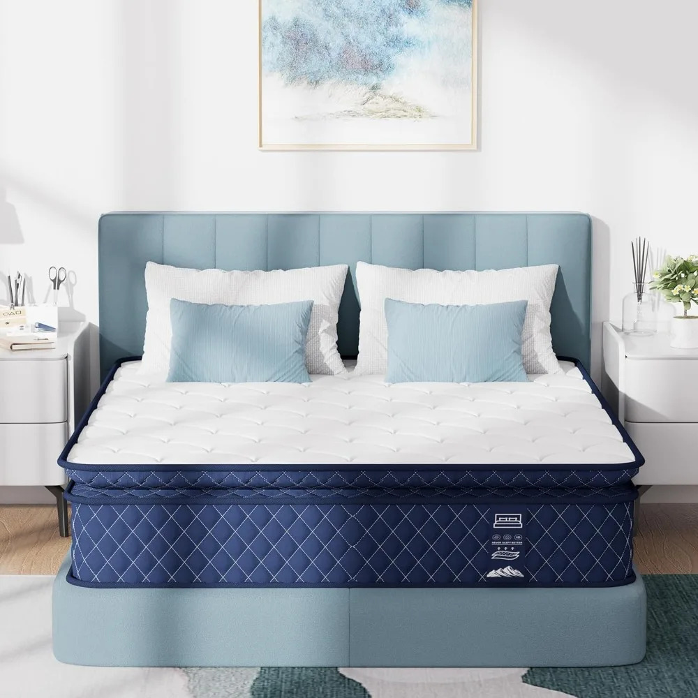 

California King Mattress 12 Inch, Medium Firm Hybrid Mattress with Cooling Gel Memory Foam, Independent Spring for Motion Isolat