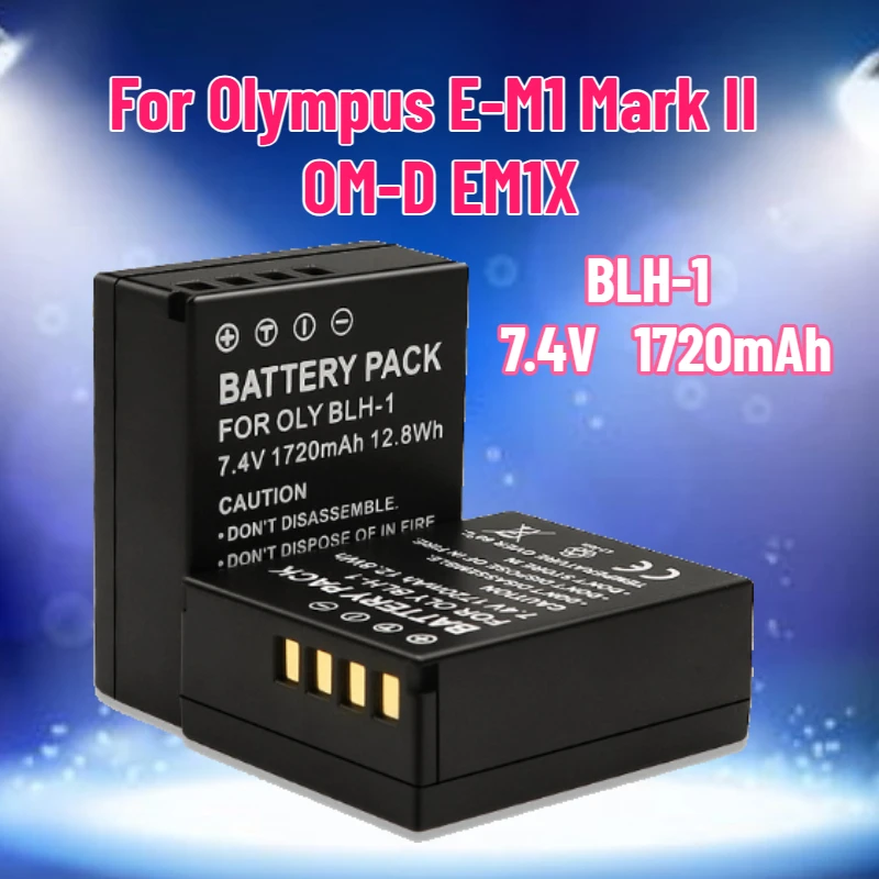 

Аккумулятор BLH-1 ёмкостью 1720 мАч, разблокированный, для камер Olympus OM-D EM-1 Mark II, EM-1 Mark III, EM1X Mark III, PEN-F, E-P5