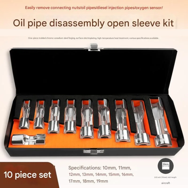 10PCS Fuel Pipe Socket Set Oxygens Sensors Socket with Box Fuel Line Socket Wrench Kit