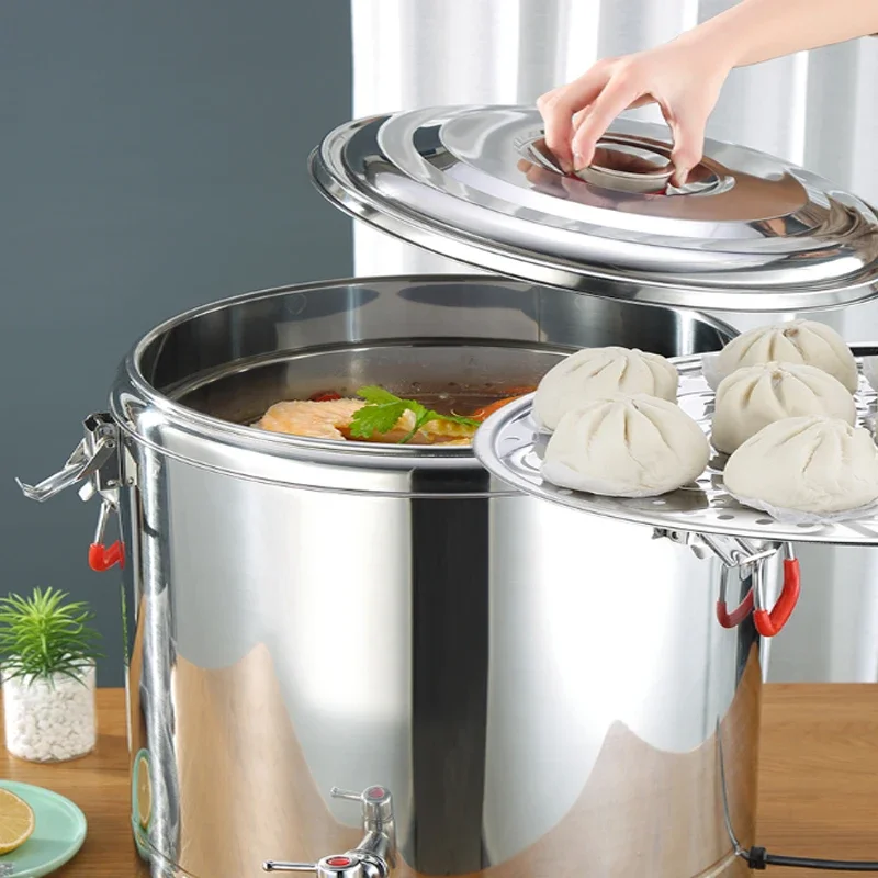 Commercial Insulating Barrel Electric Soup Stainless Steel  Heating Cooking  Pot Large Capacity Halogen Boiling