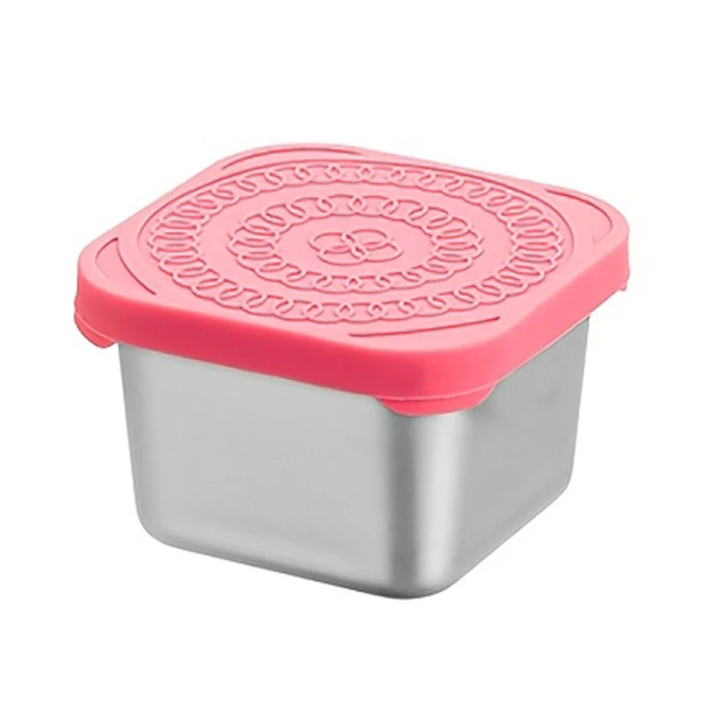 1PC Stainless Steel Snack Containers with Silicone Lid Reusable Lunch Containers for School Travel Bento Daycare