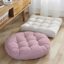 Inyahome Stripe Garden Patio Seat Cushion Round Chair Pad Home Floor Cushion 22 Inch Window Pad Throw Pillows Indoor/Outdoor