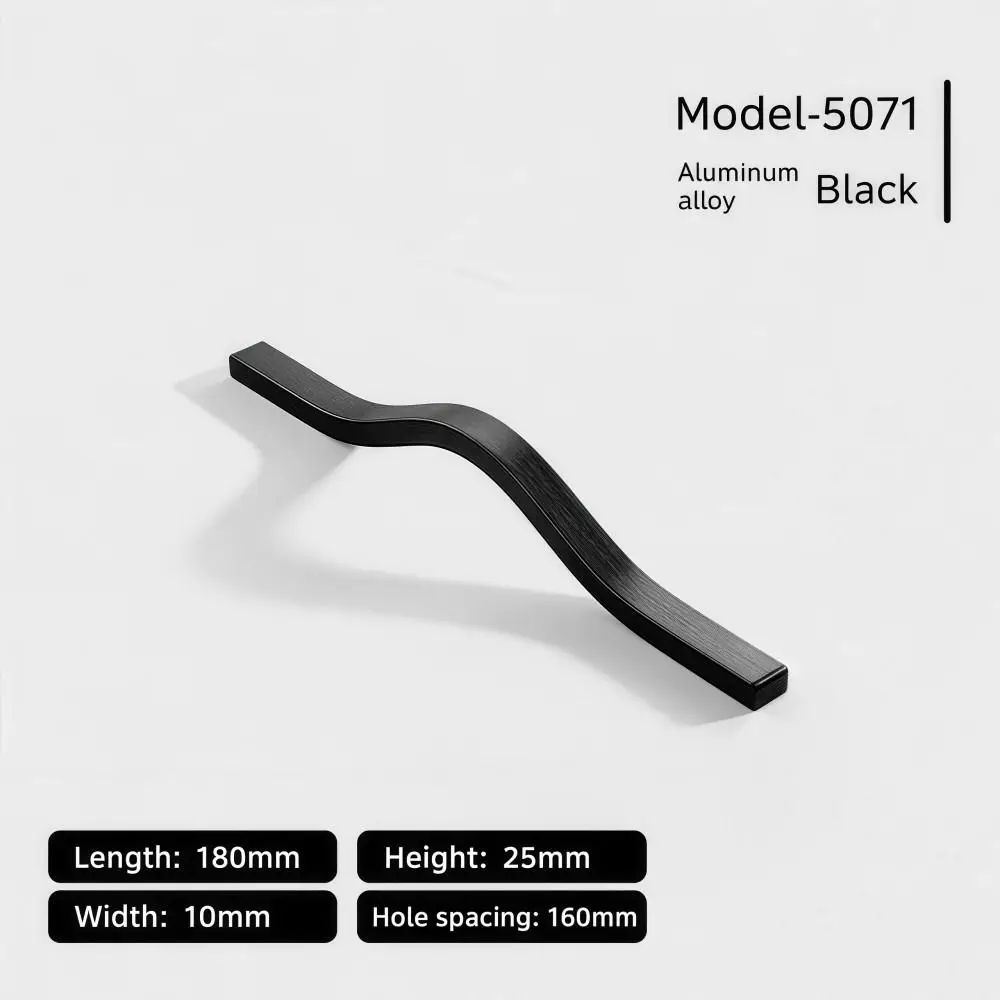 Aluminum Alloy Cabinet Pull Handle Brushed Multiple Sizes Wardrobe Door Pull Durable Long-bar Curved Furniture Handle