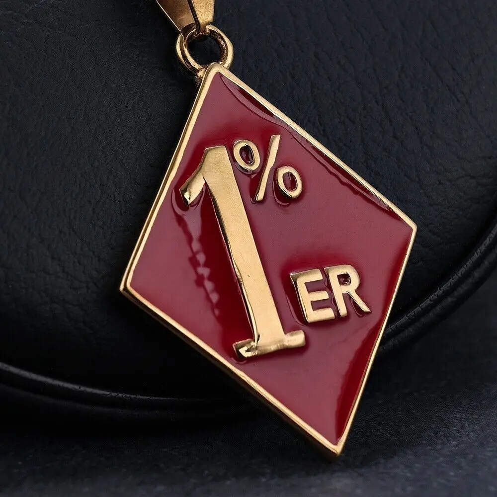 SAIYE 316L Mens Stainless Steel 1% er One Percent Outlaw Motorcycle Biker Pendant Necklace Fashion Jewelry Wholesale