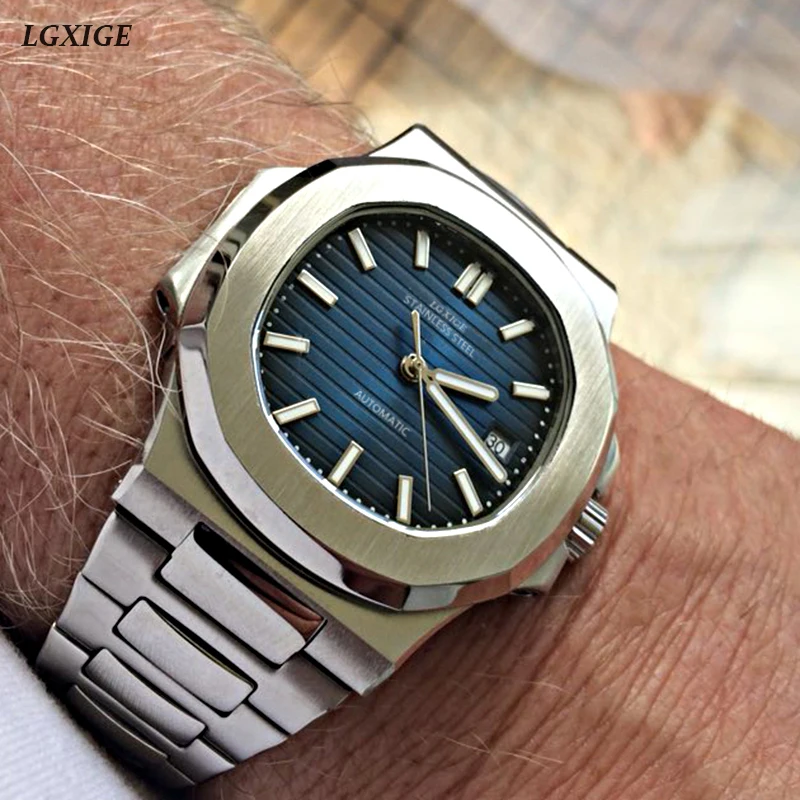 LGXIGE Top Brand Luxury Men Automatic Mechanical Watch Sports Male Military wrist Watch Steel Luminous Hand AAA Wristwatch