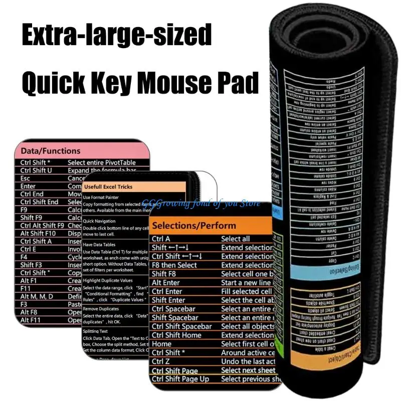 

H9EB Smooth Surfaces Waterproof Desk Mats with Practical Excels and Word Shortcut