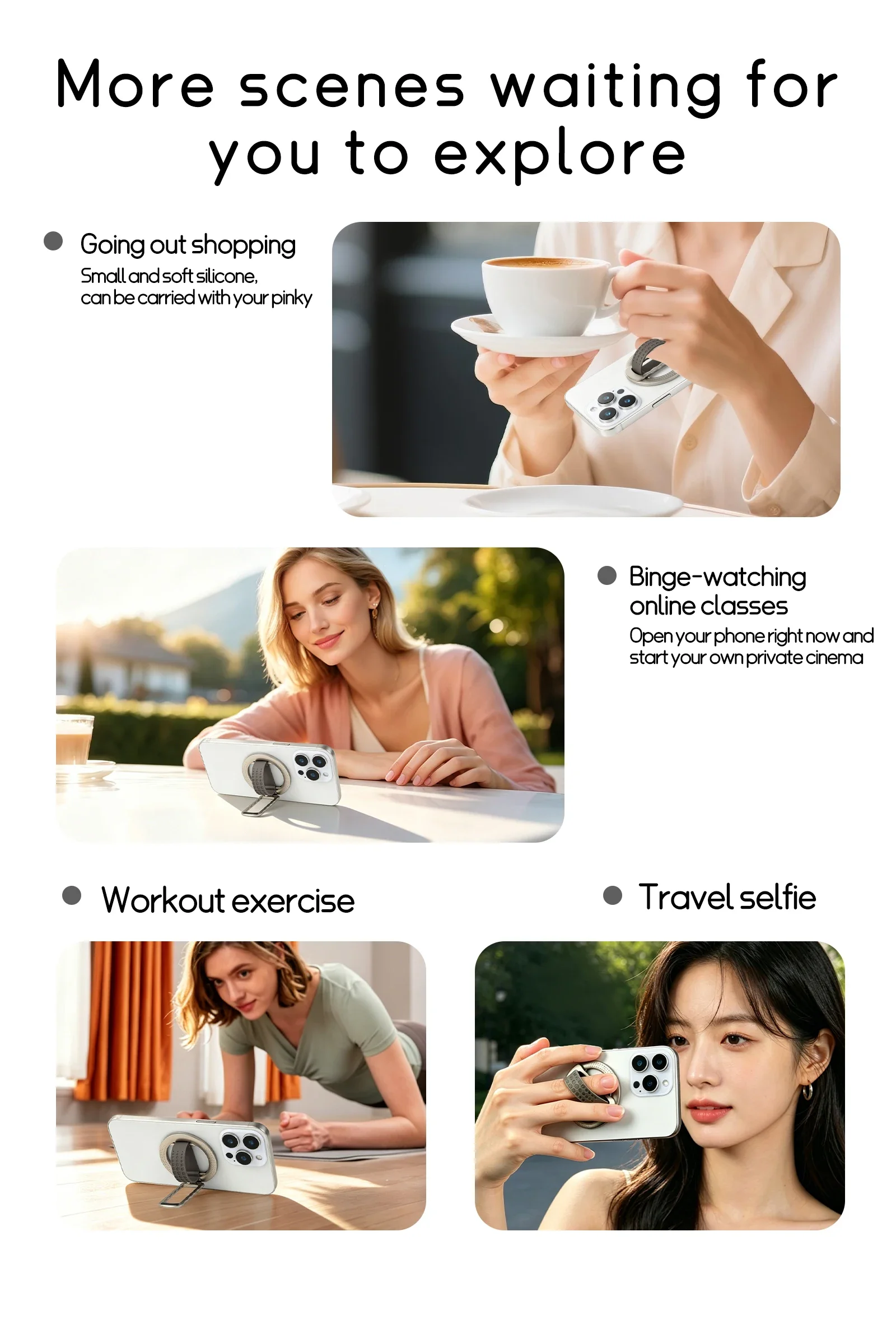 Magnetic Finger Ring Phone Holder Magsafe Silicone Strap Portable Stand for IPhone 17 16 15 Pro Max Plus Samsung Xiaomi