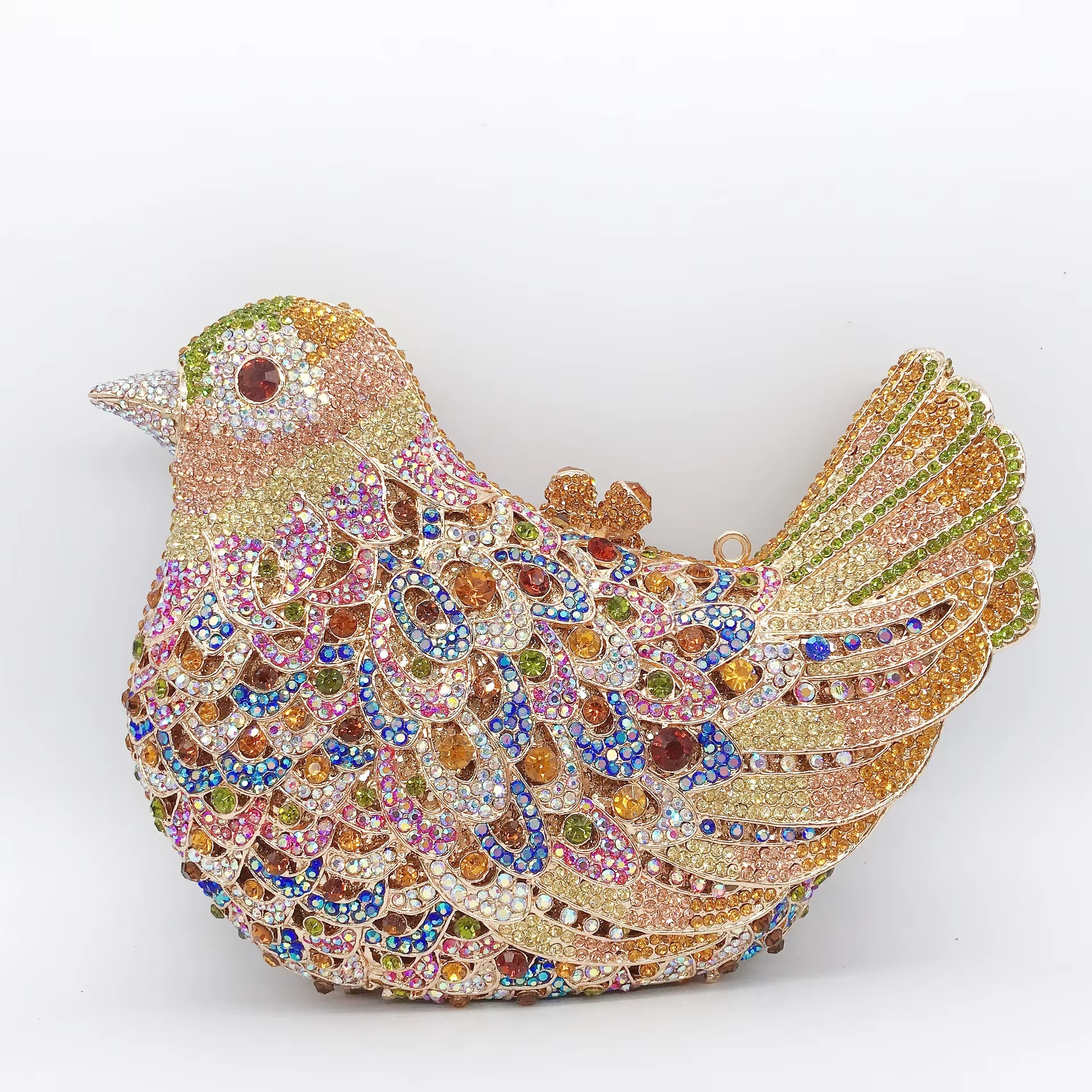 WHTUOHENG Crystal Evening Clutch Bag Bird Shape Purse  Multi-Colored Prom Handbag Luxury Women's Diamond Detail Party Purse