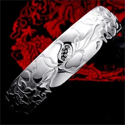 Women's 925 Sterling Silver Lotus Bracelets Open Bangles Luxury Wedding Jewelry Accessories Wholesale Jewellery Argent 925