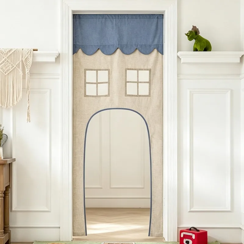 Custom Creative Washed Cotton Half Door Curtain, Privacy Shade Partition for Kids Room Bedroom, Fairy Tale Home Decor