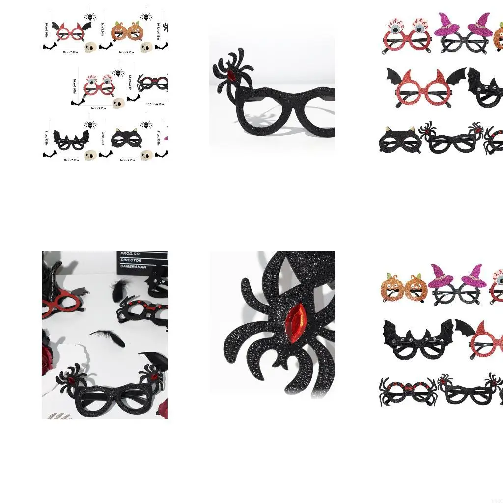 8Pcs Funny Plastic Glasses Frame Halloween Costume Accessories for Adult Kid Y4QC