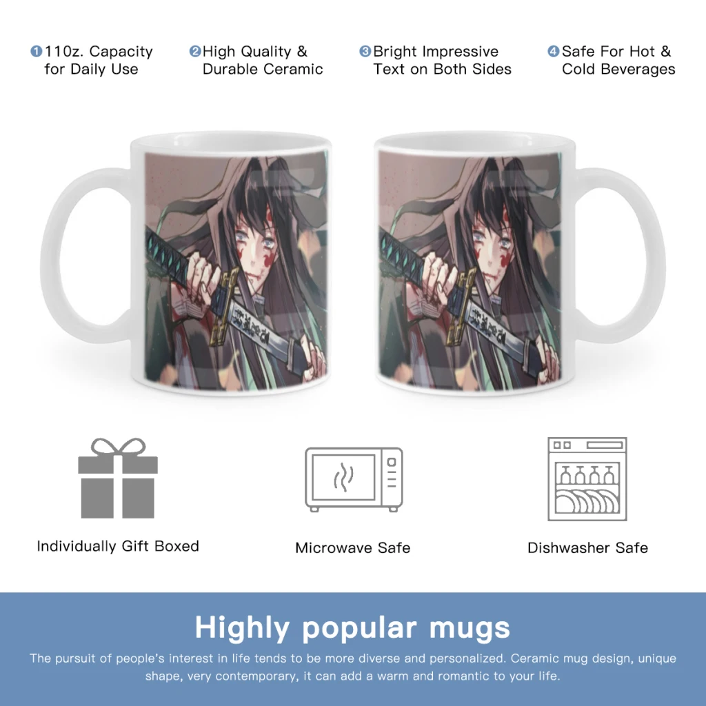 

Ghost Killing Blade Tanjiro Free shipping 11OZ Coffee Mug Beer Mugs Tea Milk Cup For coffee Lovers Surprised Gift