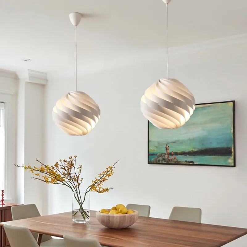

Modern Bedroom Globe Waves Cream LED Pendant Lights Nordic Stylish Living Dinning Room Counter Desk Chandeliers Home Decor Lamps