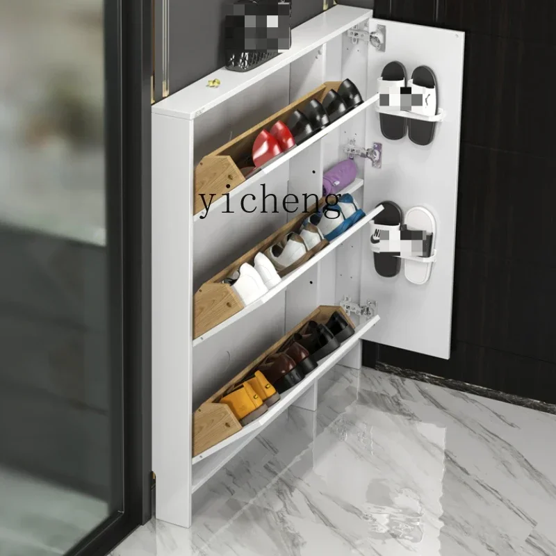 

ultra-thin shoe cabinet tipping bucket 12cm at the door of the home, 10 cm tipping bucket integrated against the wall