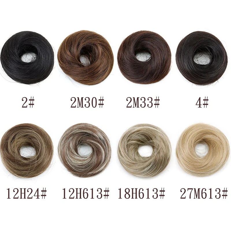 Synthetic  Bun Hair Piece Straight Chignon Extension Mini Rubber Band Hair Bun Scrunchies Donut Wig Accessory Updo Bun Hair image 2