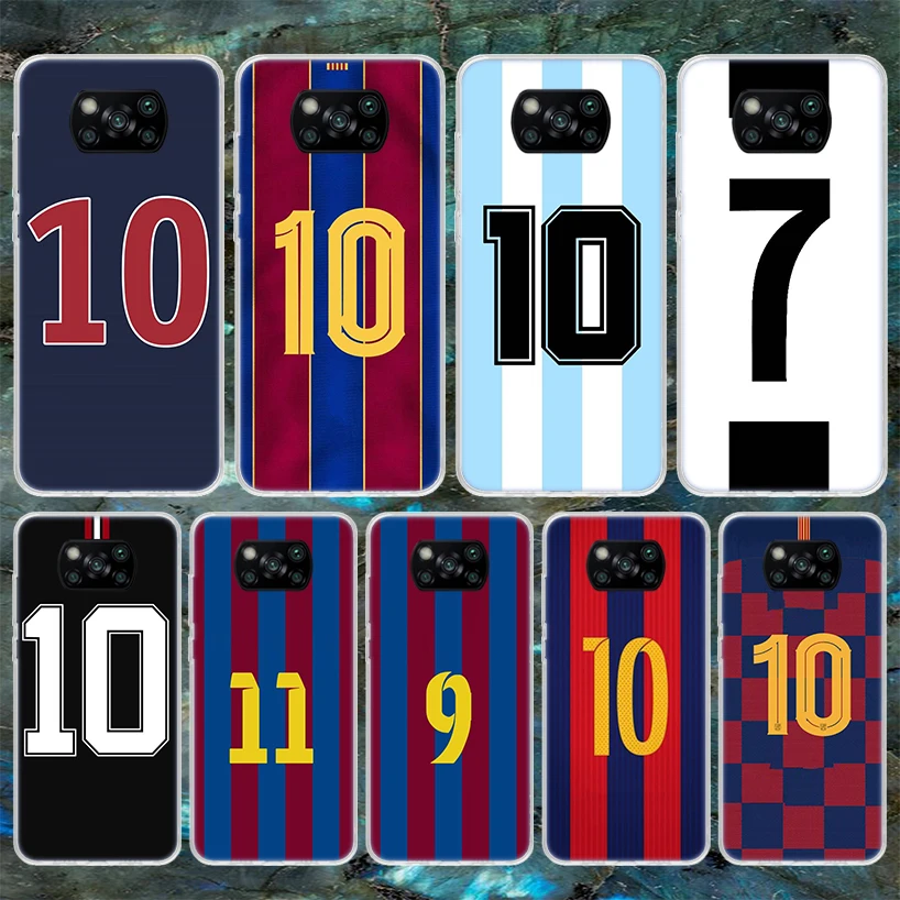 Número de futebol 7 10 30 X3 Poco Pro X5 X4 Telefone Soft Case Para Xiaomi NFC M4 M3 M2 F3 F2 F1 Mi Nota 10 Lite A3 A2 A1 CC9 Gt Funda