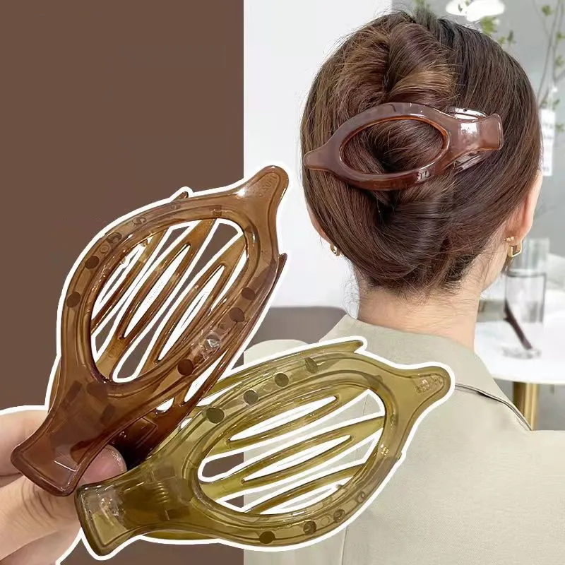 

New Fashion Oval Shape Big Acrylic Hair Claw Women Simple Hollow Crab Clamp Hair Bun Clip Elegant Ponytail Barrette Non-slip