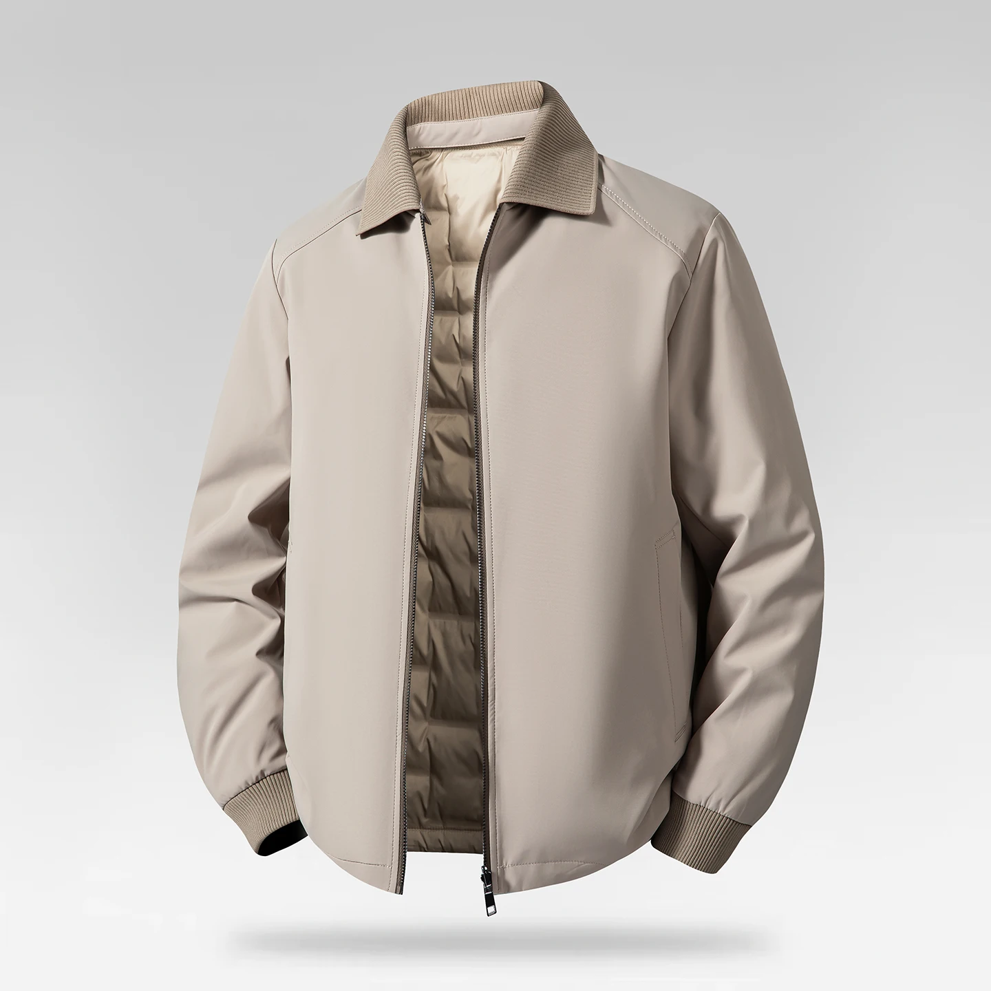 Double-Sided Wearable Lightweight Men's Casual Detachable Collar Goose Down Jackets 2026 Autumn Winter Outwear Warm Puffer Coats
