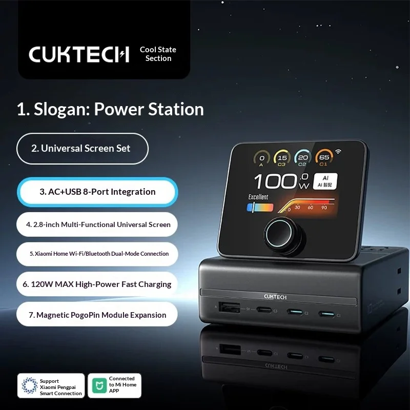 CUKTECH 10 Power Station GaN Multi Port Desktop Charger Dock With Wanshang