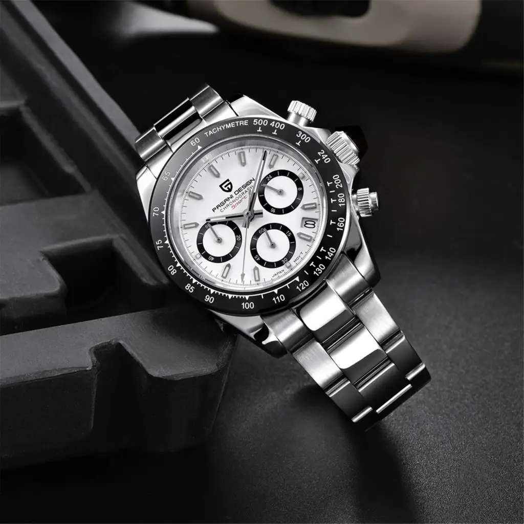 Pagani Design Men\'s Luxury Fashion Sports Quartz Watch Sapphire Stainless Steel Waterproof Chronograph PD1644