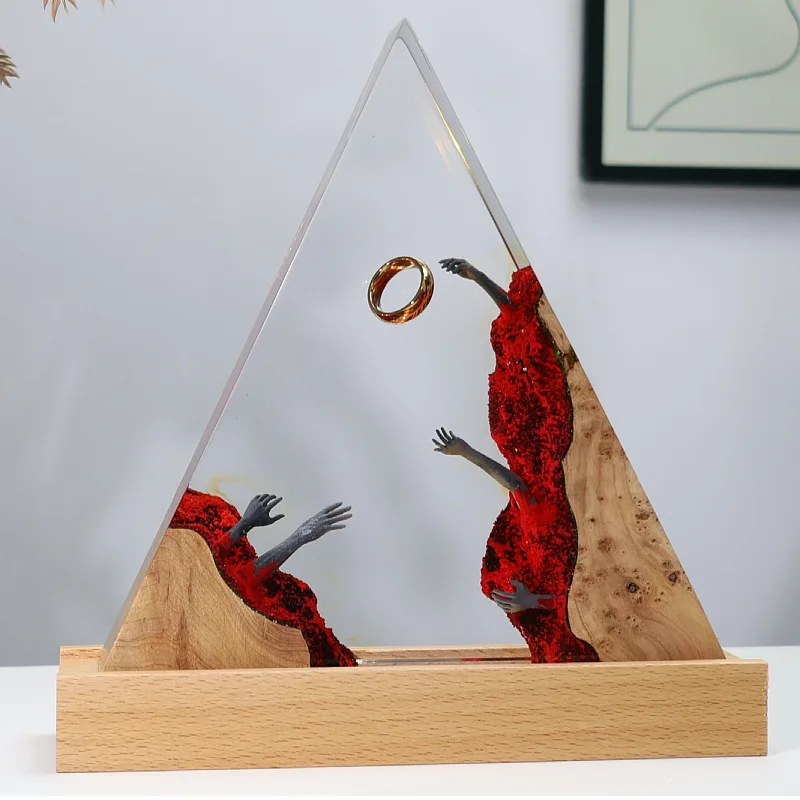 Magic Ring Resin Lamp Creative Art Night Light Craft Devil's Land Landscape Decoration Table Lamp 7Colors USB Charging